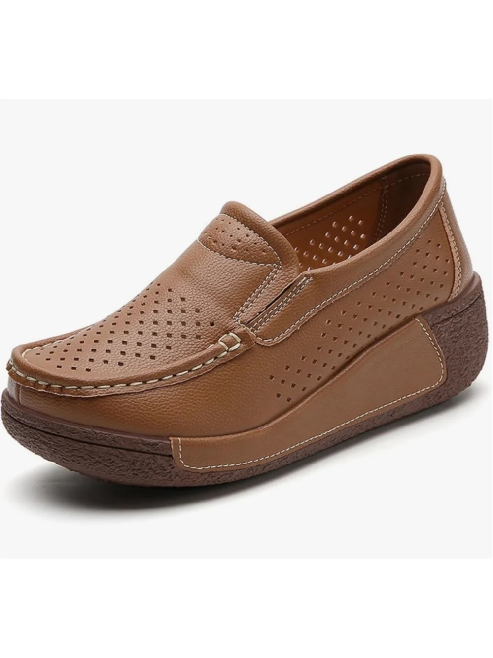 NEW Vegan Leather Orthotic Toning Rocker Cutout Walking Shoes Platform Slip On 8